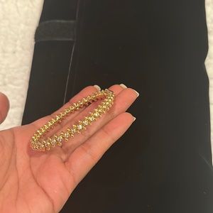 Exceptional stylish fine women bracelet. Moissanite gorgeous bracelet. Gold.